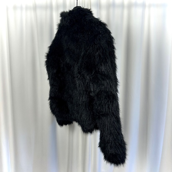 Vintage 90's 'Le Chateau' Faux Fur Teddy Coat in Black • Winter • Cropped • S/M - Picture 10 of 11